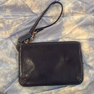 Coach blue leather wristlet